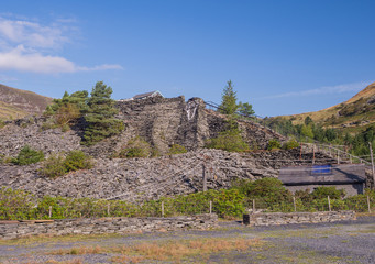 Slate waste heap from slate mine