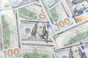 background of American dollars. horizontal photo.