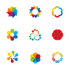 Abstract social partnership community bond colorful logo icons