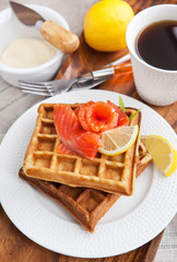 Potato waffles with salted salmon