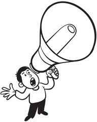 Man yelling by megaphone