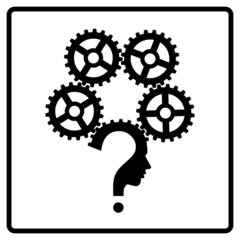question mark human head gear symbol, vector