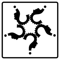 question mark human head team gear symbol, vector,