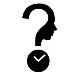 question mark human head with timer, DeadLine symbol, vector