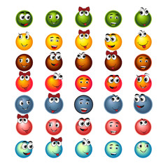 Fototapeta premium Smiles character set, vector