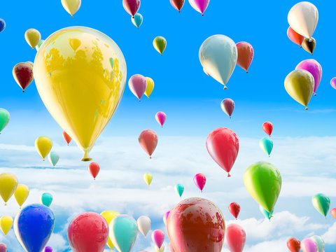 Color balloons on the sky