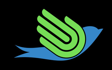 Bird with hand, freedom sign, vector,