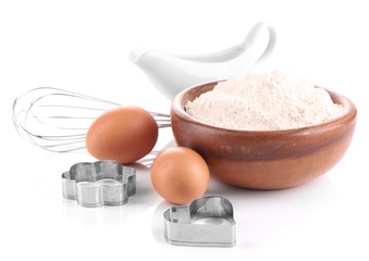 Ingredients for dough isolated on white