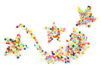 Confetti in shape of stars isolated on white