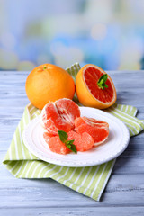 Ripe peeled grapefruits