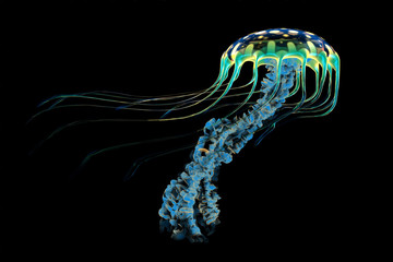 Blue Jellyfish - obrazy, fototapety, plakaty