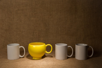 Coffee Mug Background - Spotlight on Yellow Mug