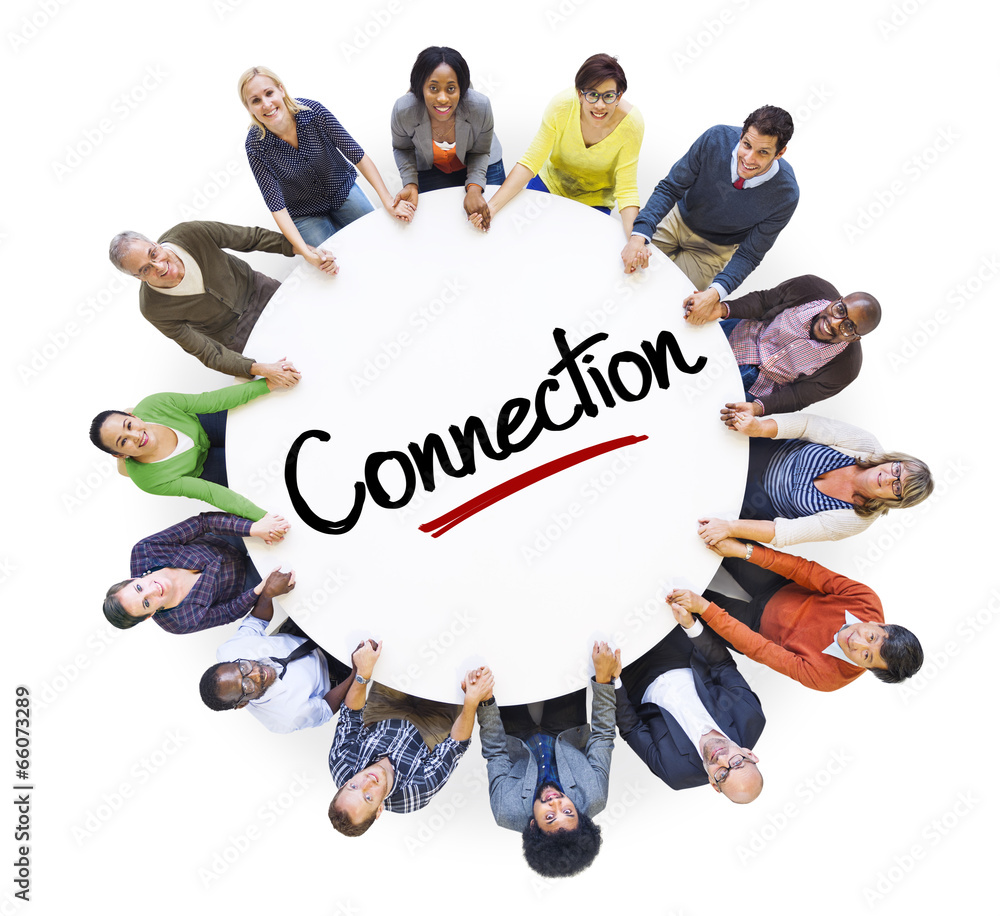 Wall mural diverse people in a circle with connection concept - Wall murals