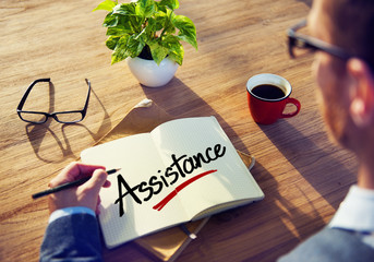 Businessman Brainstorming About Assistance