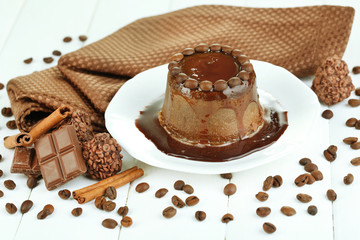 Yummy chocolate cake close-up