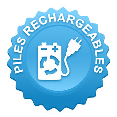 piles rechargeables sur bouton web denté bleu