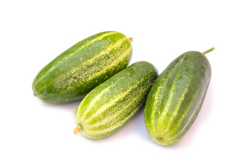 Fresh cucumbers on white background