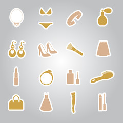 lady stuff needs stickers set eps10