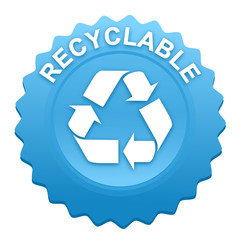 recyclable sur bouton web denté bleu