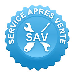 service après vente sur bouton web denté bleu