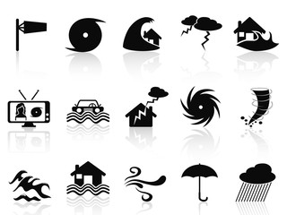black storm icons set