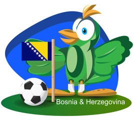 Obraz na płótnie Canvas World cup mascot 2014 with Bosnia and Herzegovina team flag