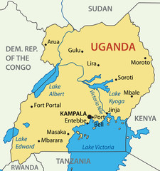 Republic of Uganda - vector map - 66076260