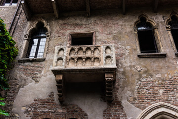 Balcony of Romeo and Juliet in Verona, Italy .  Romeo and Juliet
