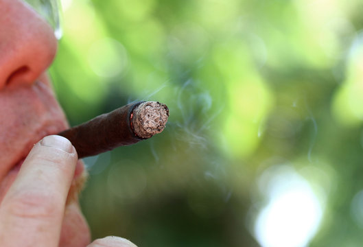 smoker while smoking the Cuban cigar and white smoke 6