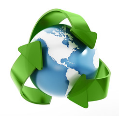 Earth in recycle symbol