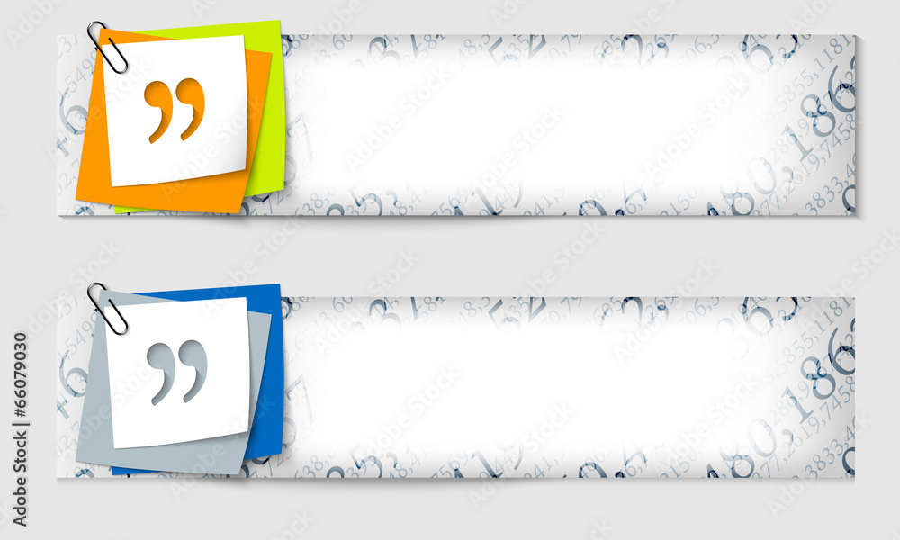 Poster set of two banners with the texture of the numbers and quotation