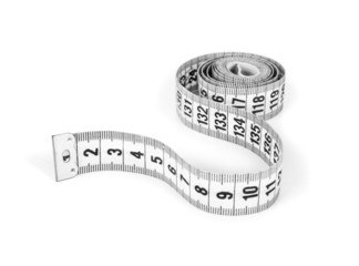 white measuring tape on an isolated white background