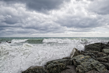 Sea Storm tempest on the rocks