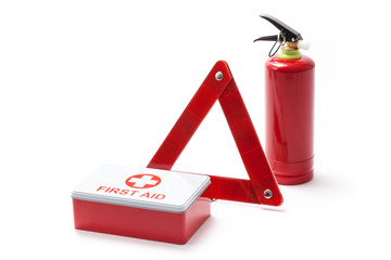 Road Triangle Fire Extinguisher And First Aid Kit
