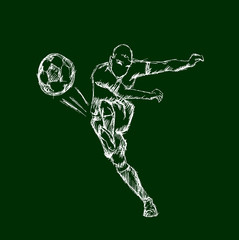 Illustrations footballer kicking a ball