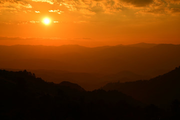 Sunset Background on Mountain Range