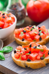 Italian bruschetta with tomatoes and basil