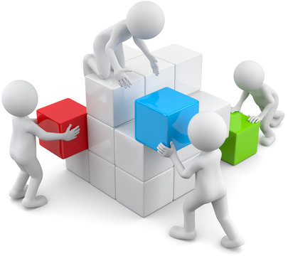 Teamwork bunte Würfel