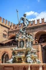 Fototapeta na wymiar Bologna - fontana del Nettuno in Piazza maggiore