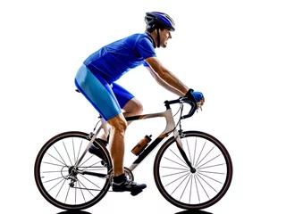 Wandaufkleber radfahrer radfahren straße fahrrad silhouette © snaptitude