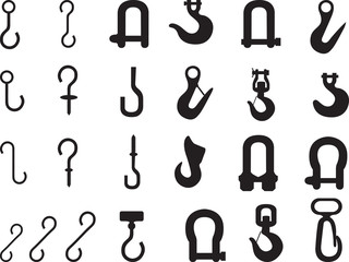 Hook collection illustrated on white