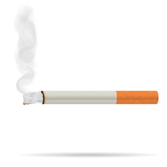 Realistic burning cigarette.