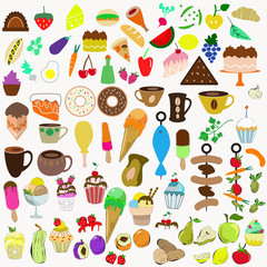 big collection of food