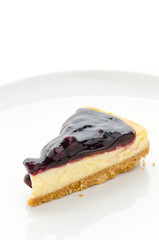 Blueberry cheesecake isolated white background
