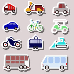 transporation icons as stickers