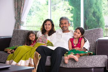 happy indian family enjoying quality time at home indoor