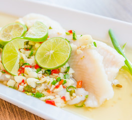 Steamed basa fish
