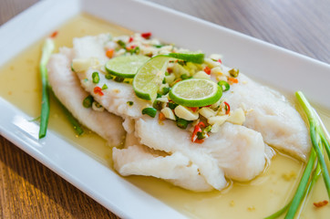 Steamed basa fish