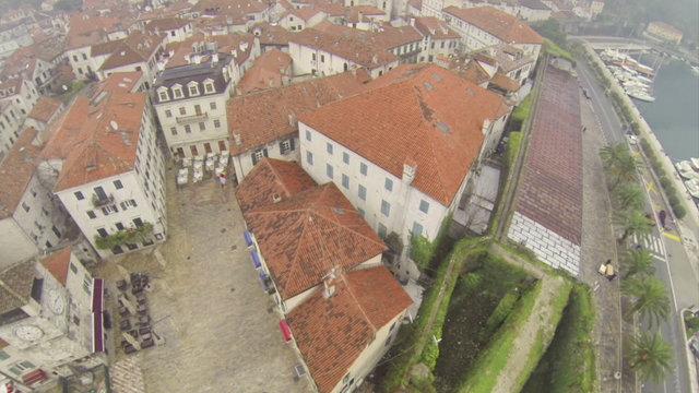 Aerial view on picturesque town Kotor in Montenegro.