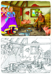 Fototapeta na wymiar Coloring page - fairy tale - illustration for the children